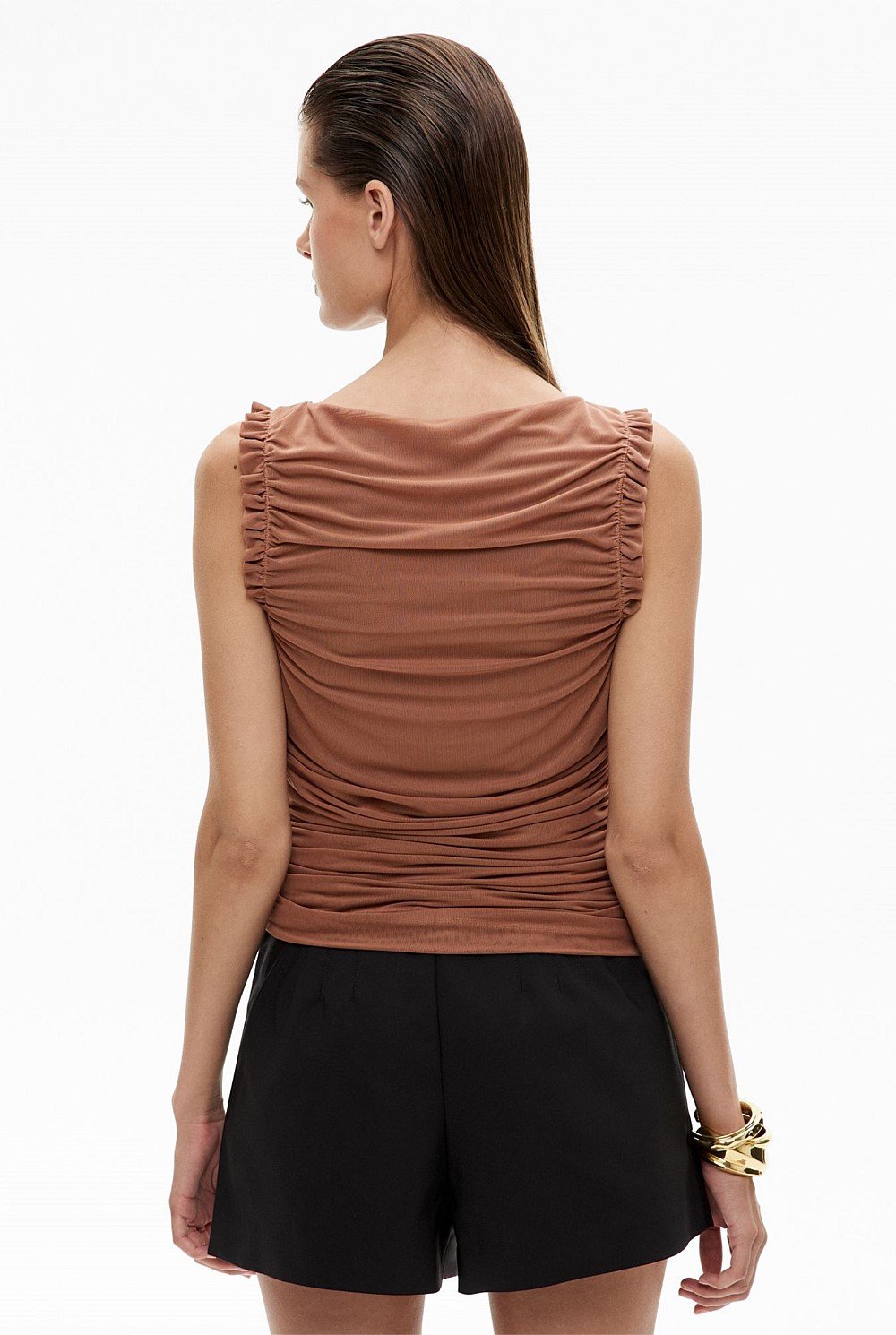 Mesh Ruffle Top