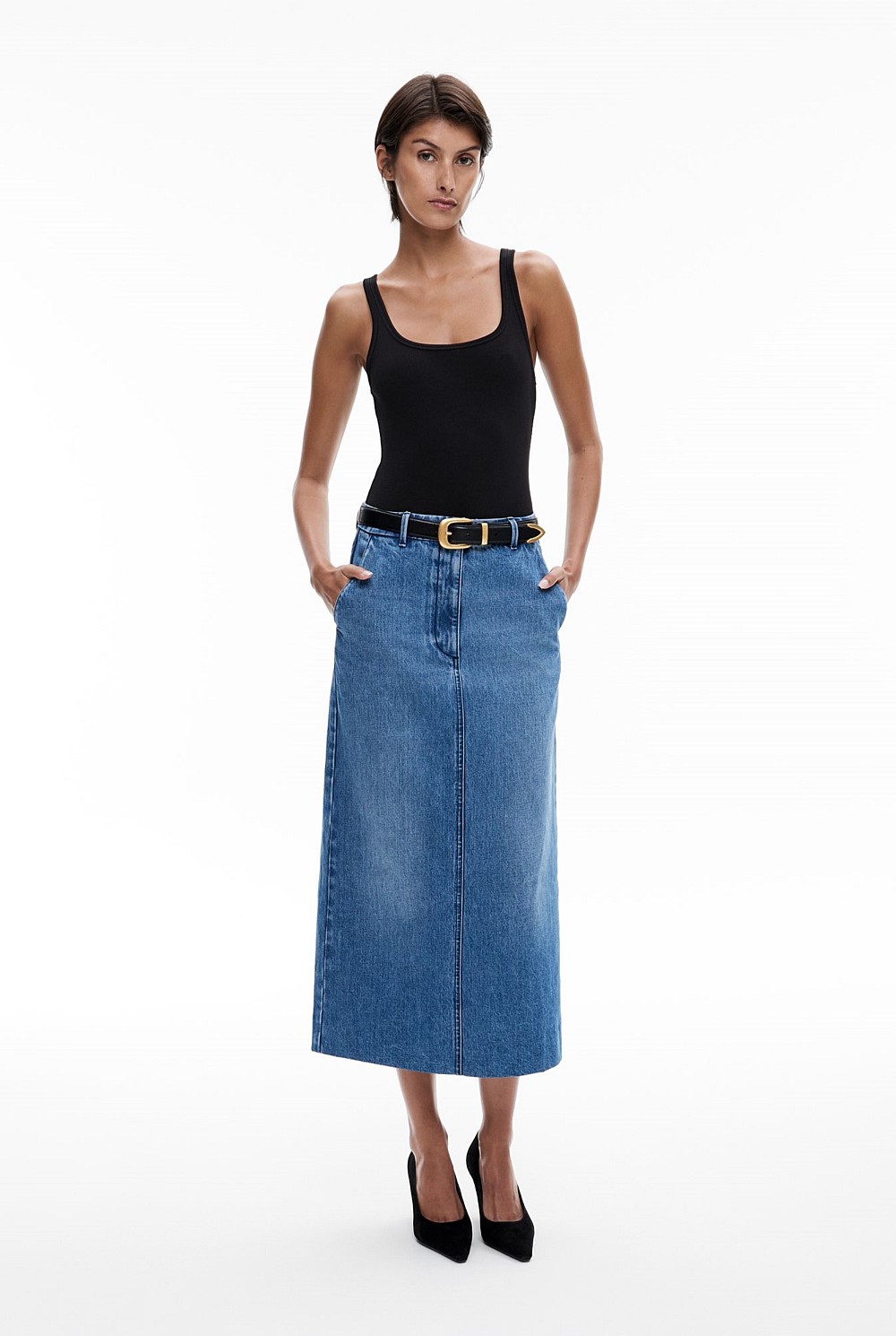 Denim Midi Skirt