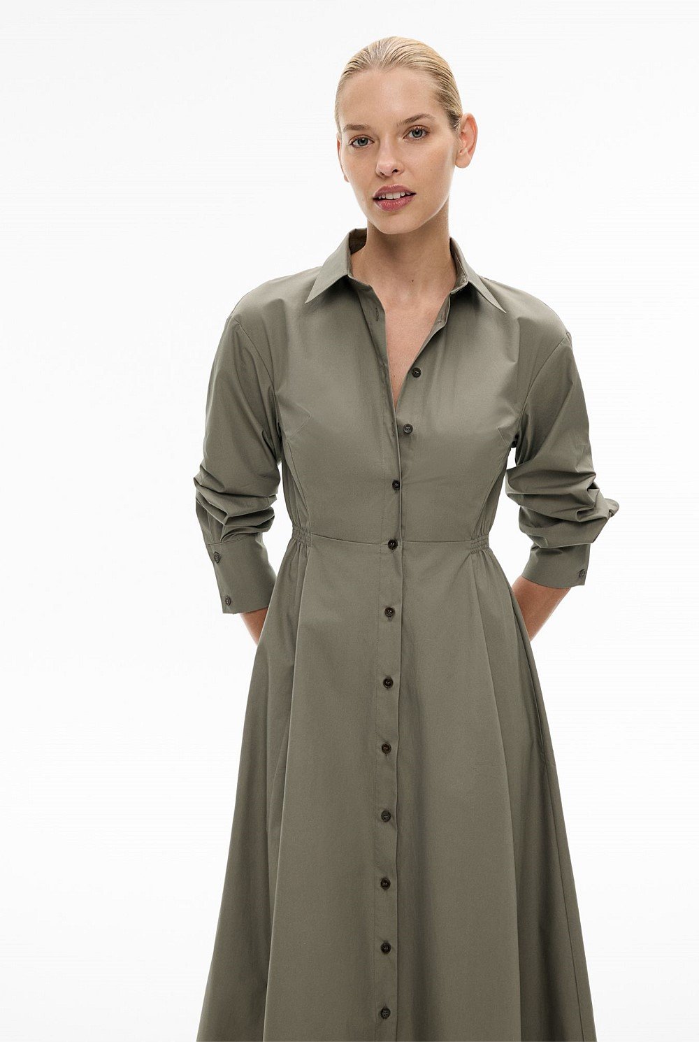 Shirred Shirt Dress