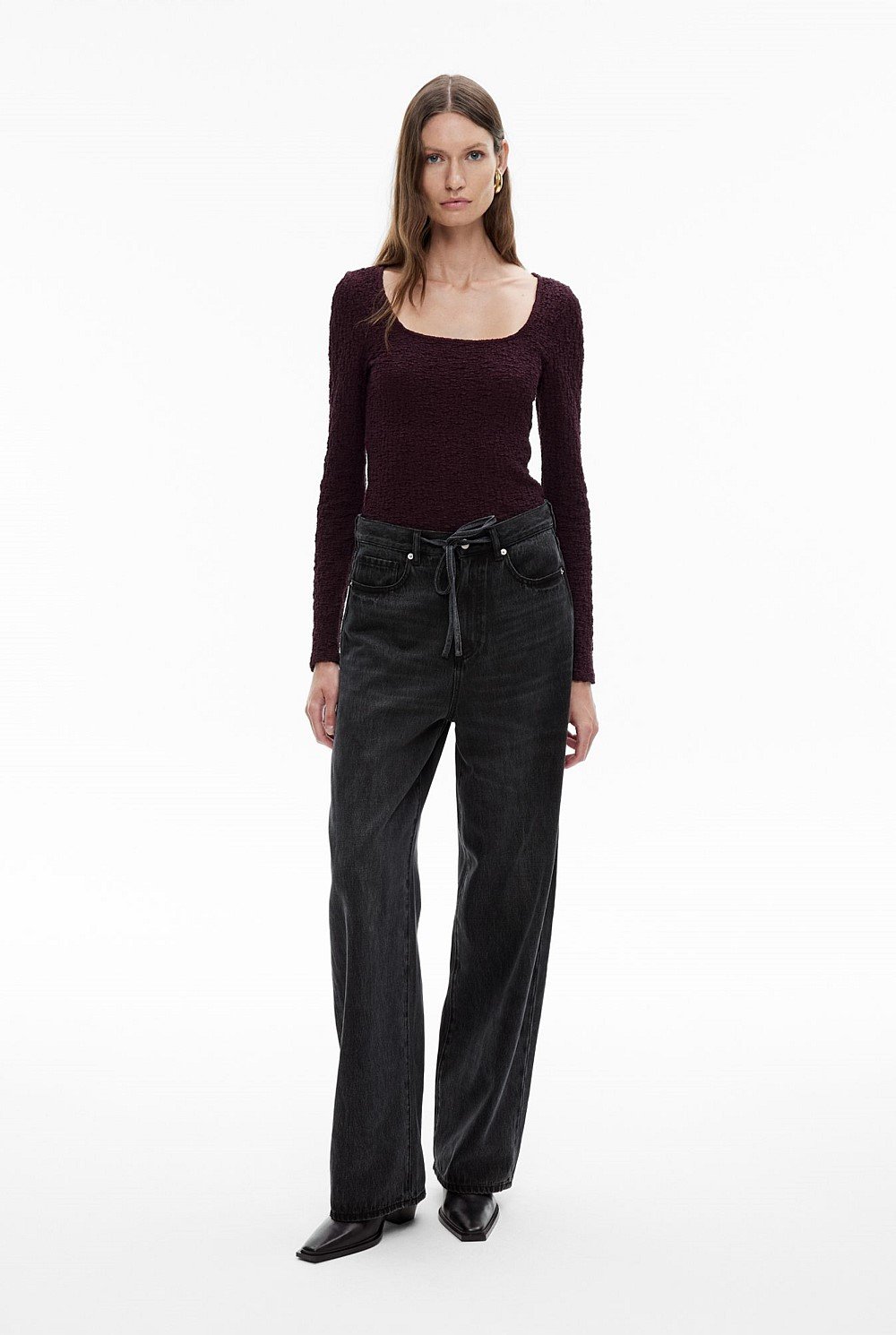Textured Long Sleeve Top