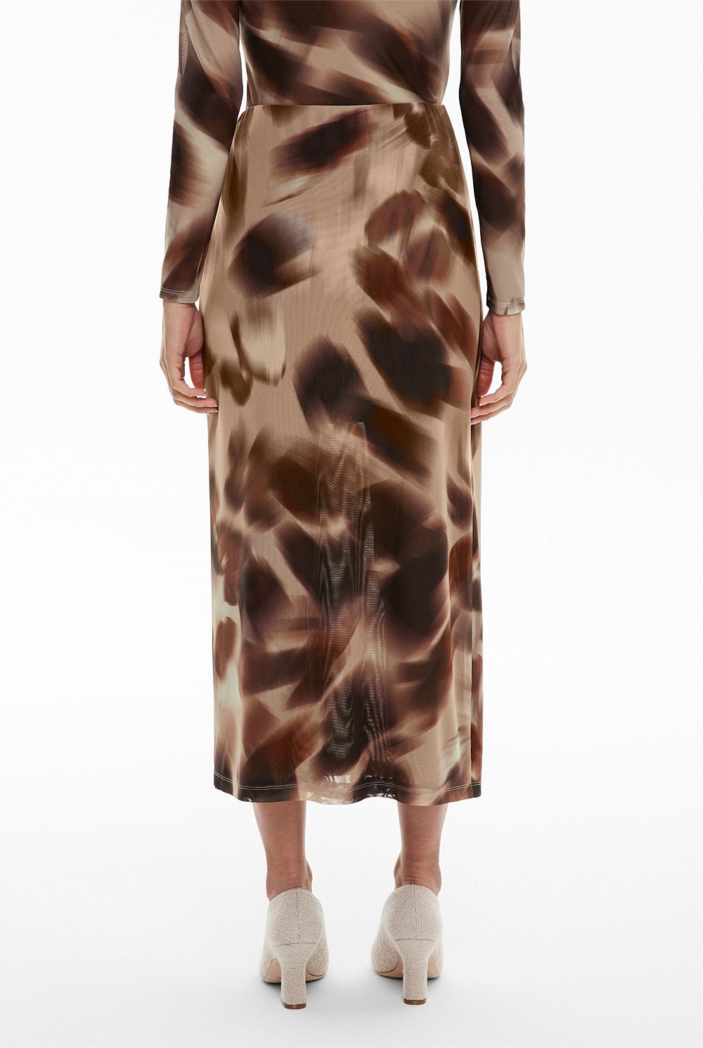 Gathered Side Mesh Skirt