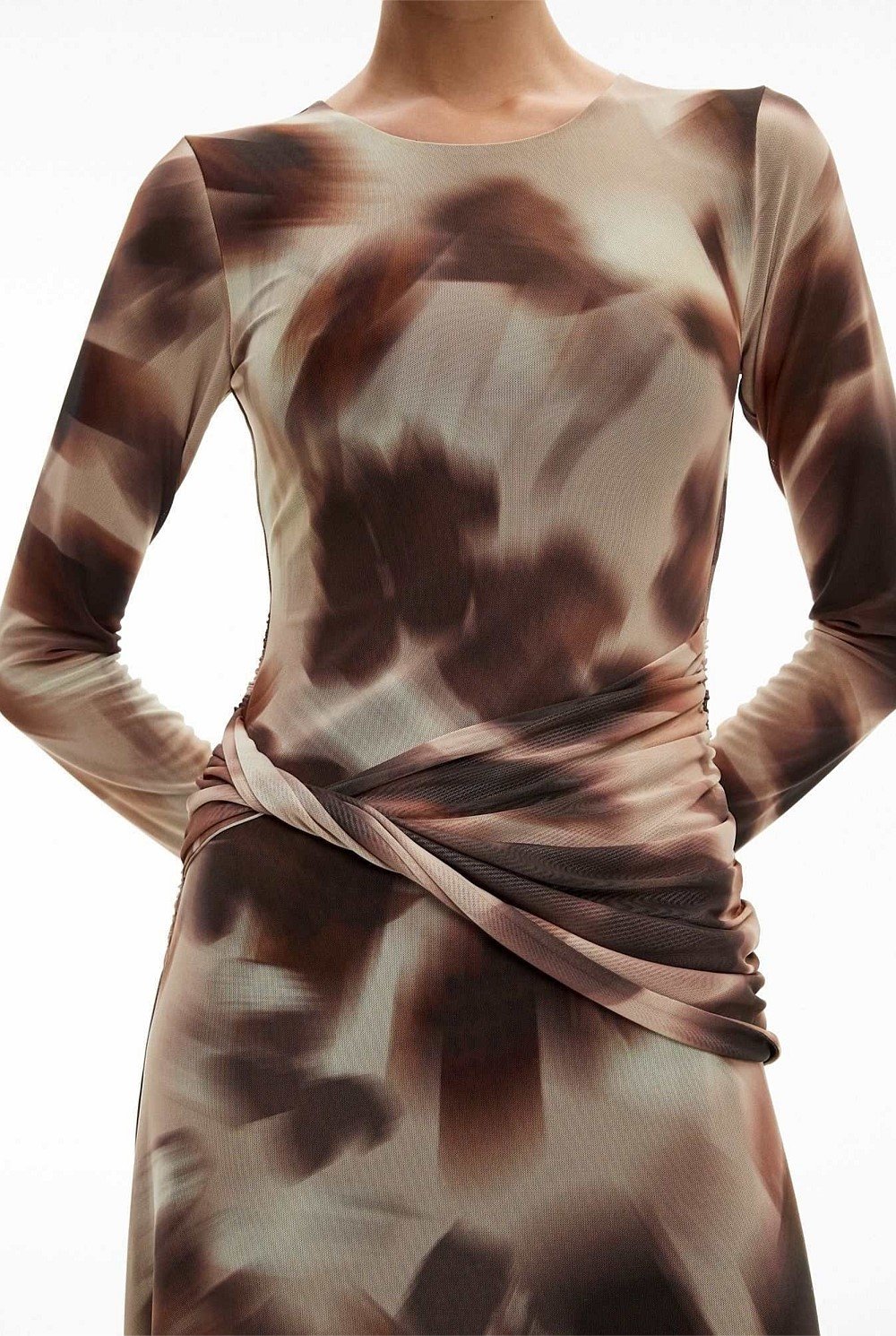 Mesh Twist Front Dress
