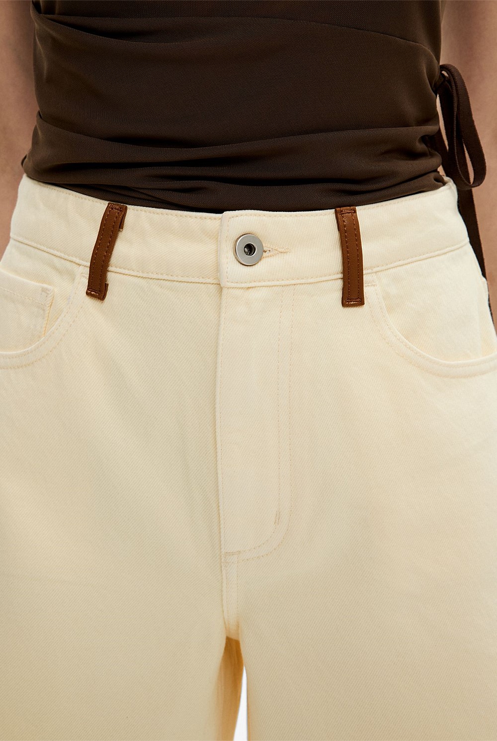 Contrast Denim Shorts