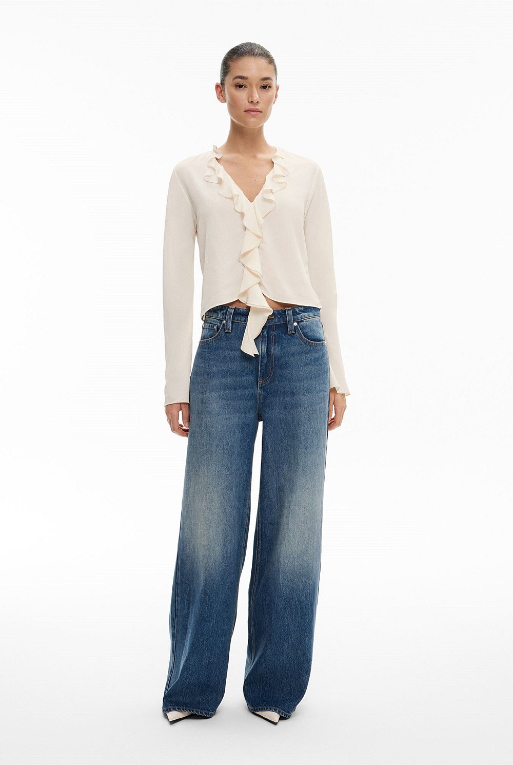 Ruffle V Neck Blouse