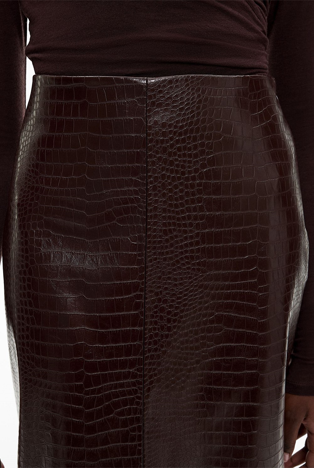 Croc Effect Midi Skirt