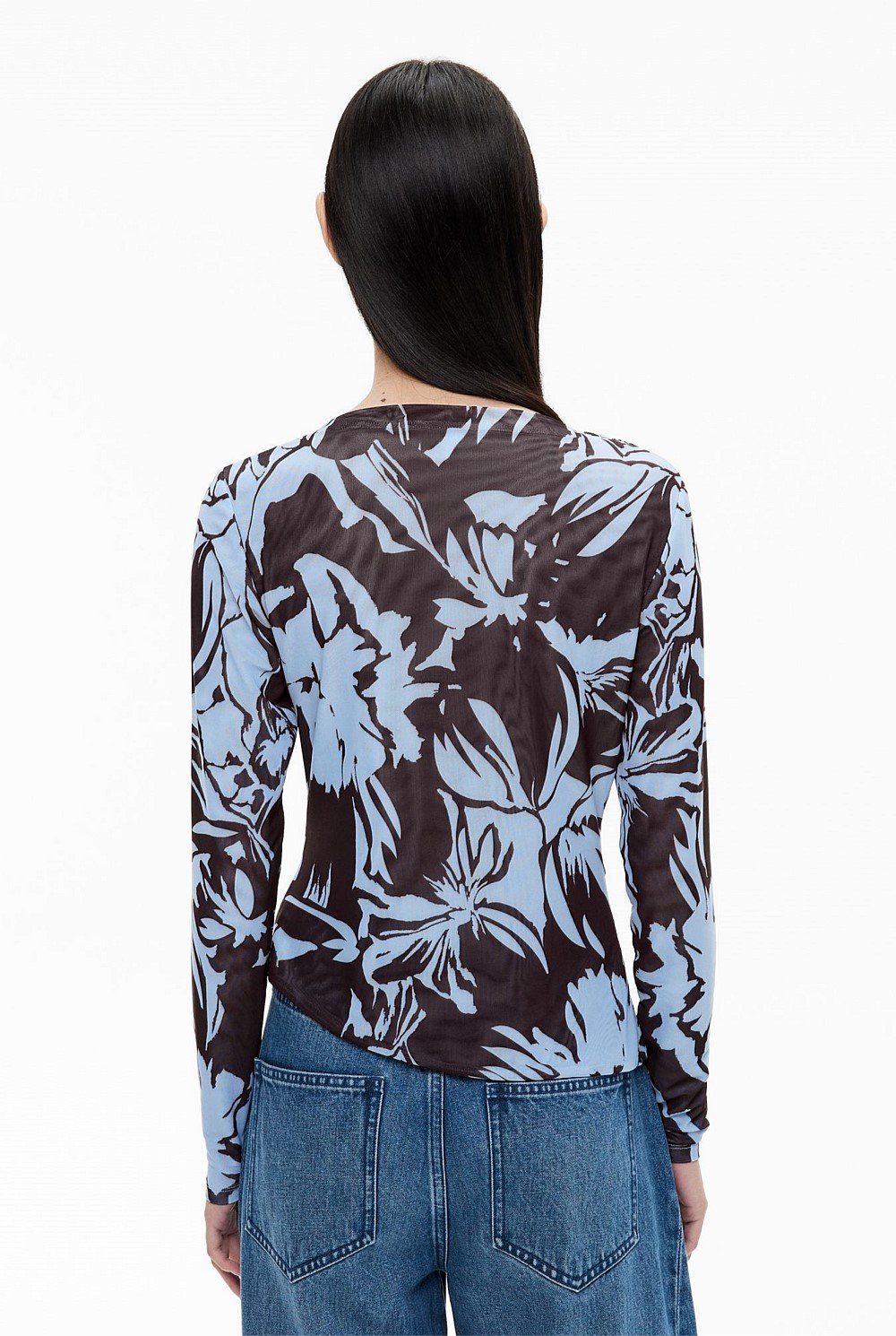 Mesh Drape Long Sleeve Top