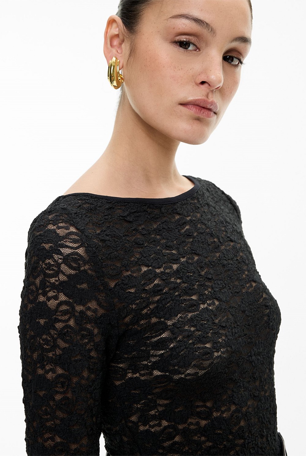 Textured Boat Neck Top