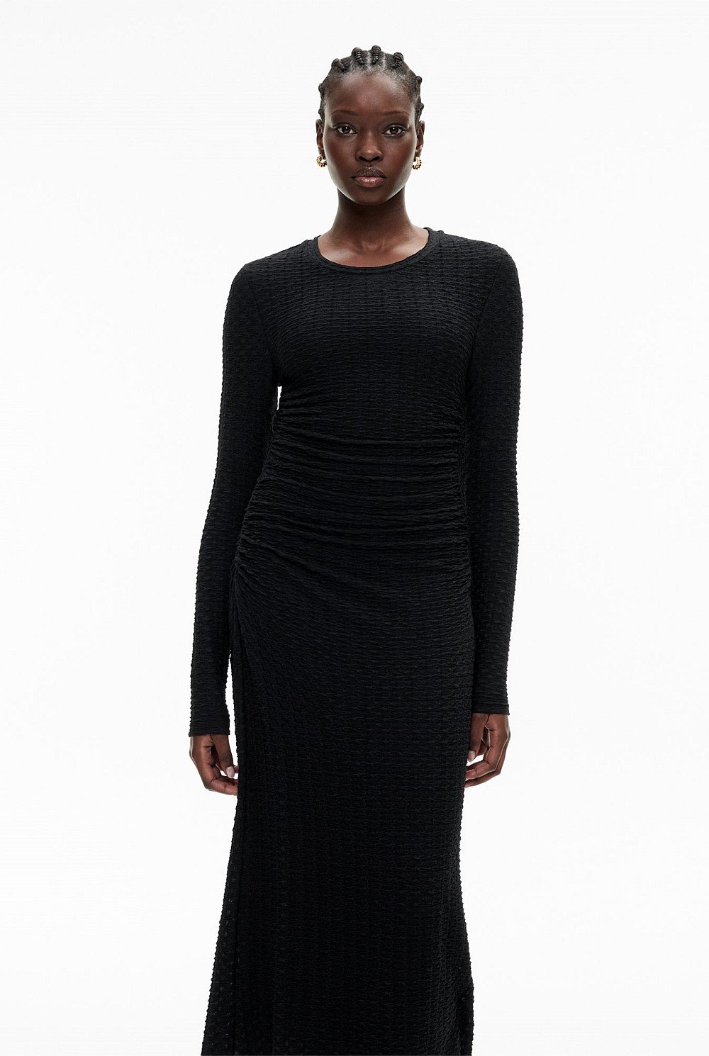 Textured Jersey Long Sleeve Dress