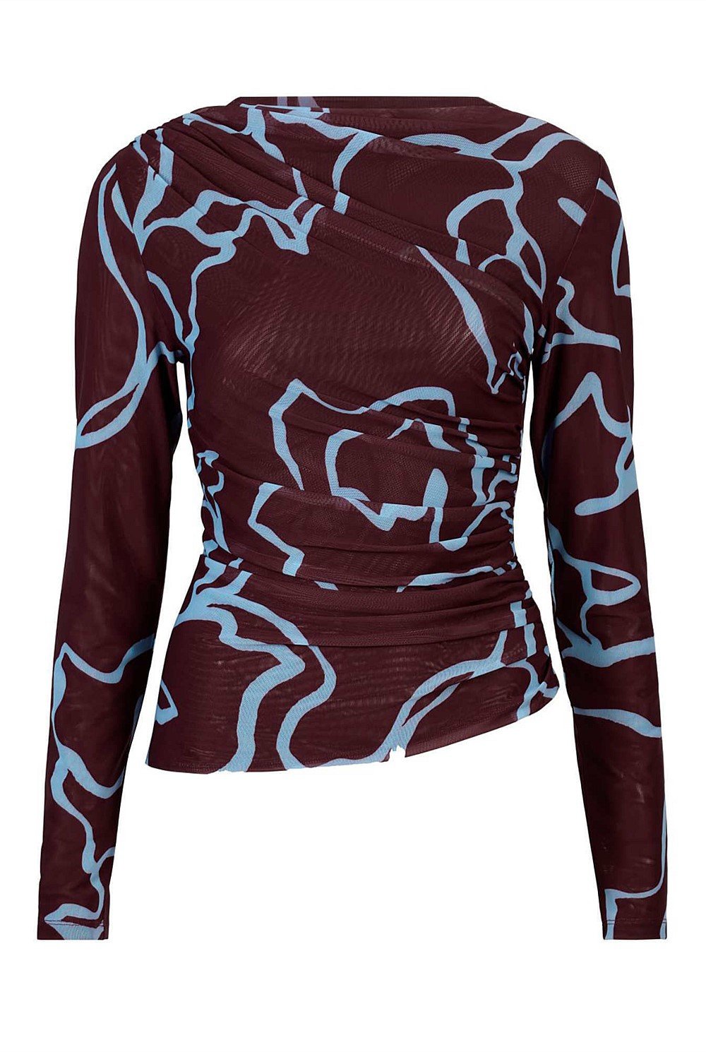 Mesh Drape Long Sleeve Top