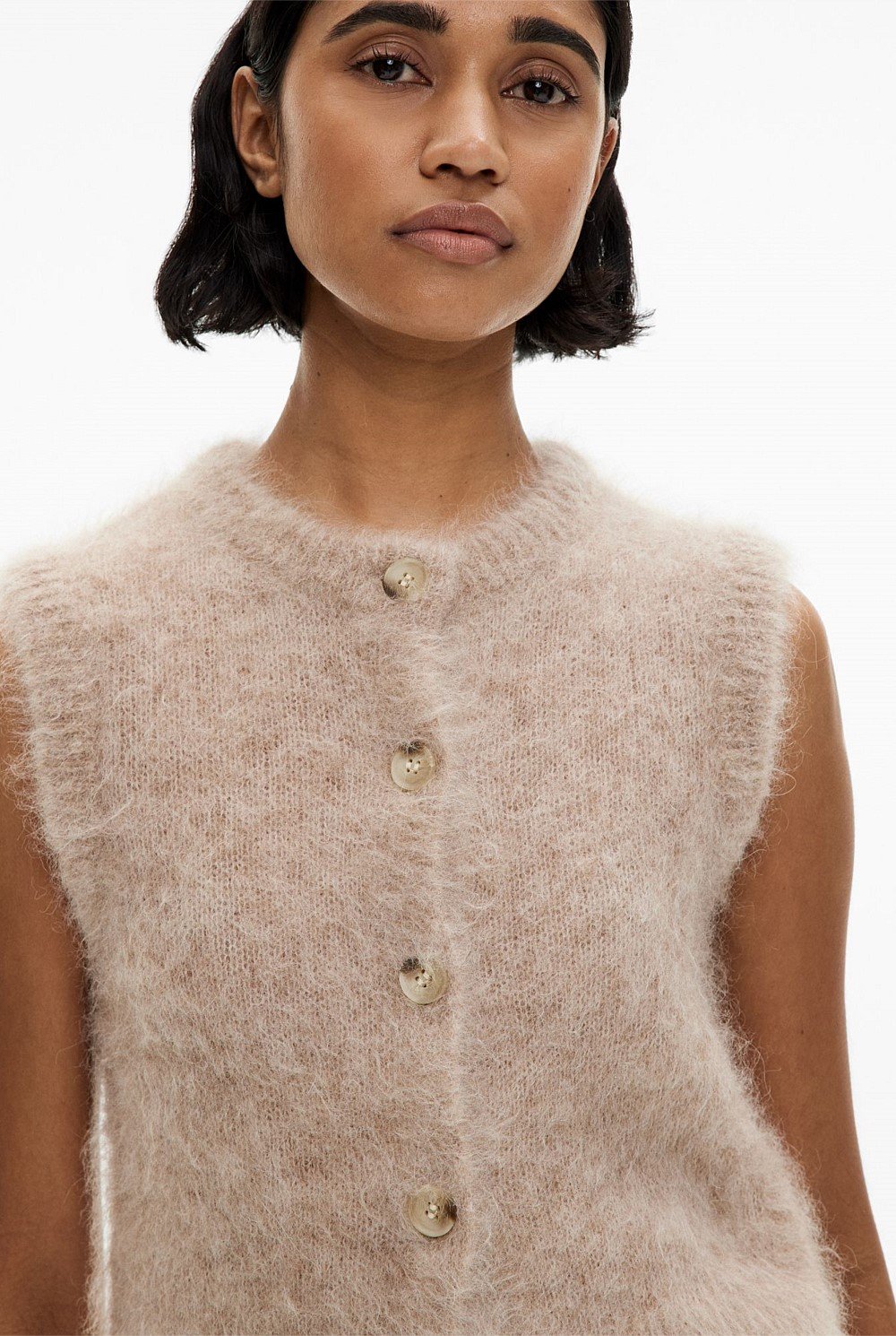 Fluffy Crew Knit Vest