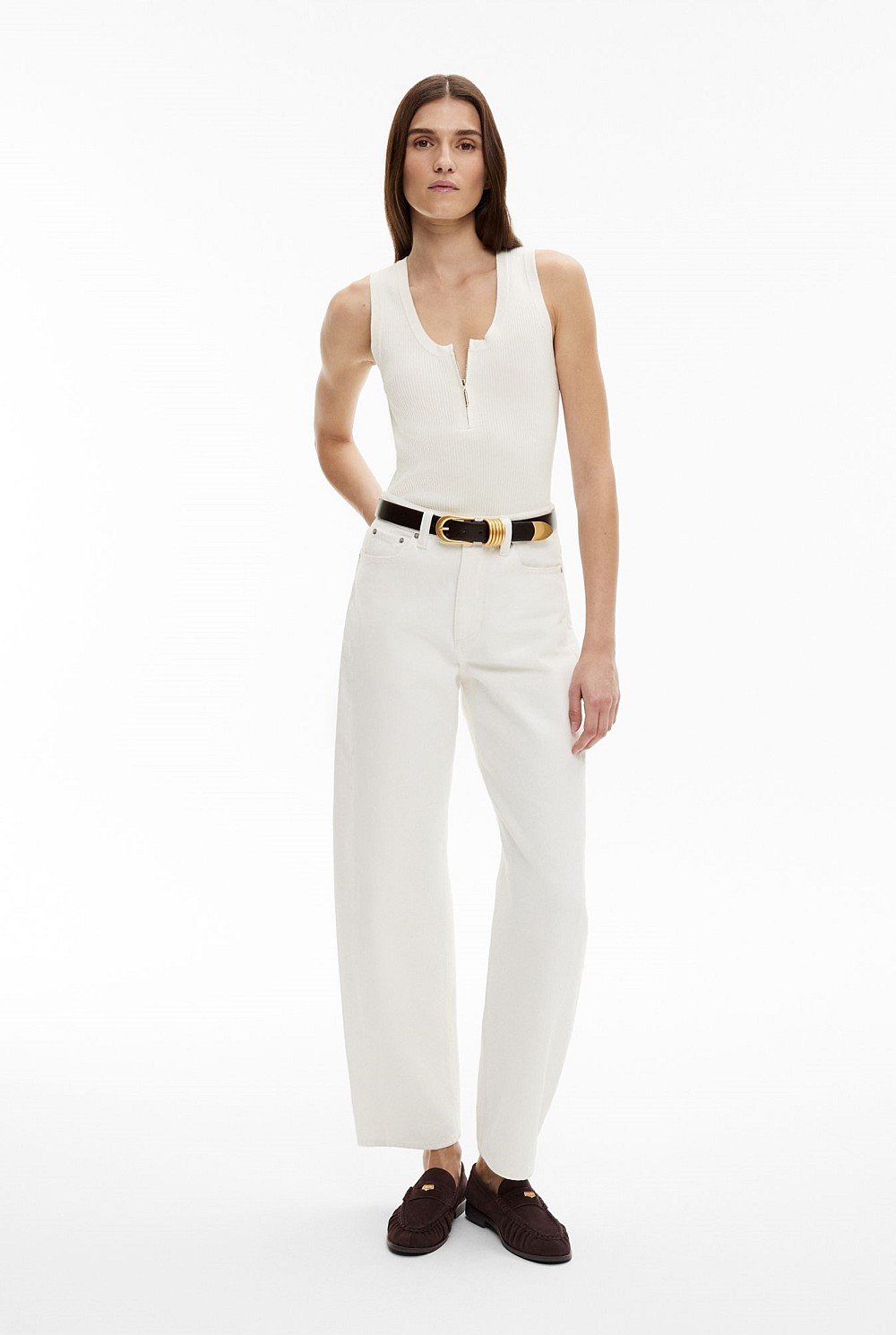 Zip Front Knit Tank Top