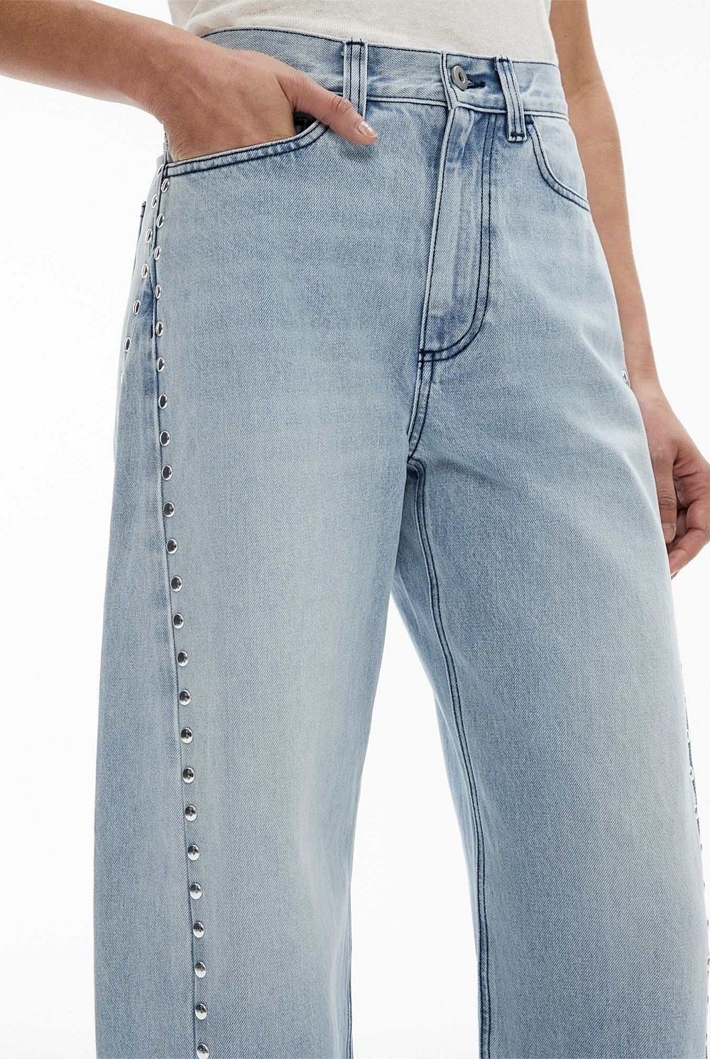 Stud Detail Barrel Leg Jeans