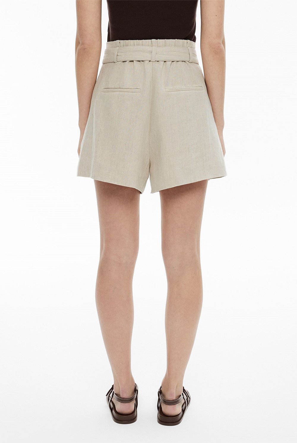 Belt Detail Linen Shorts