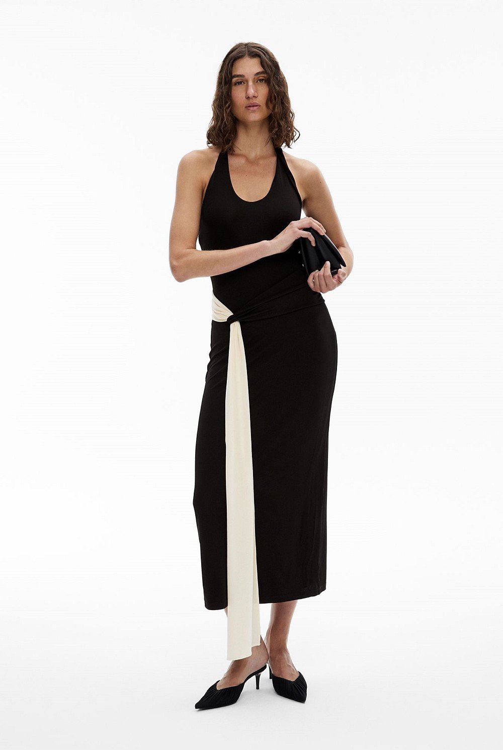 Contrast Drape Dress