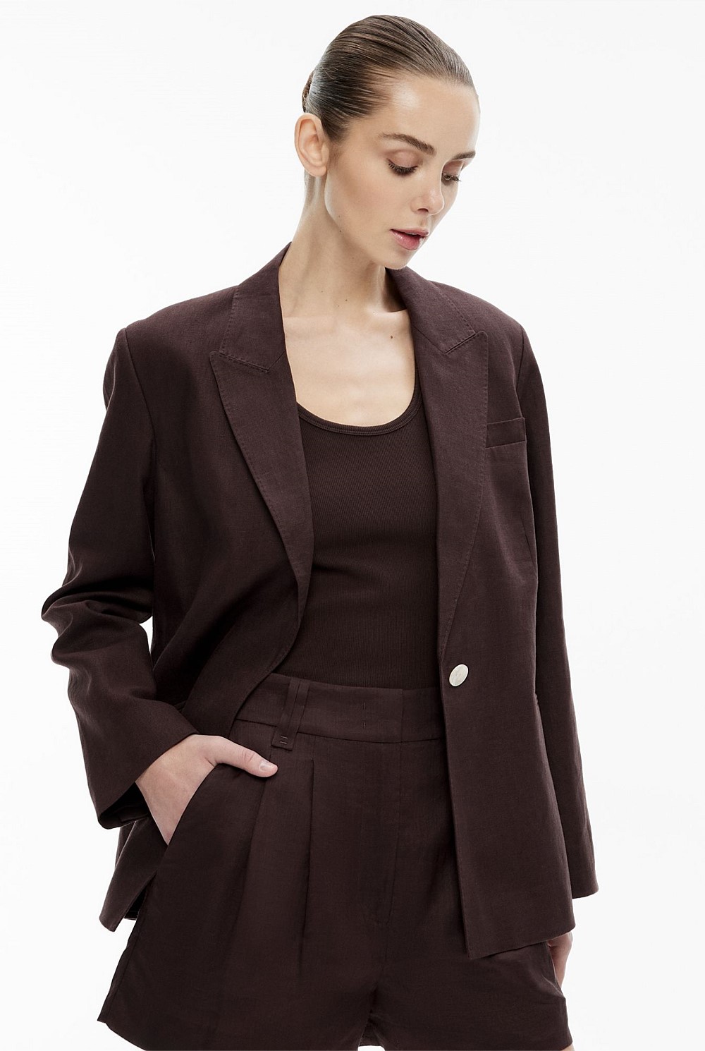 Tie Detail Linen Blazer