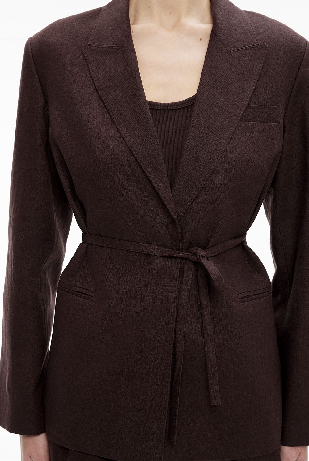 Tie Detail Linen Blazer