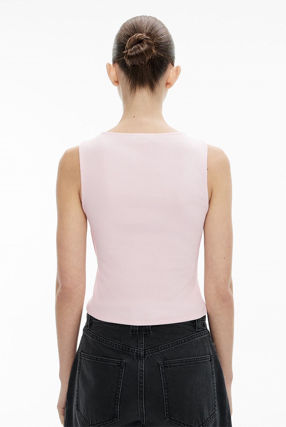 Asymmetrical Button Rib Tank Top