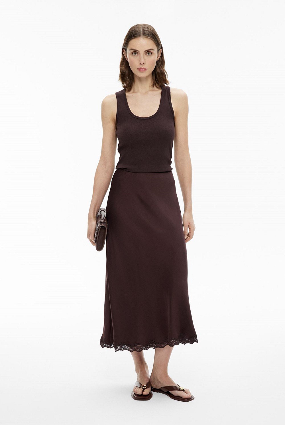 Lace Trim Maxi Skirt