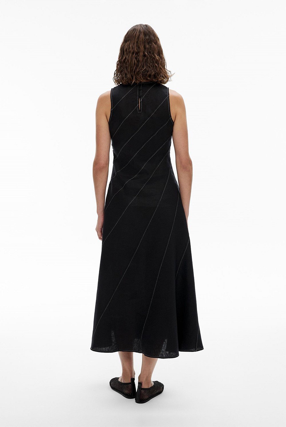 Asymmetric Seam Linen Dress