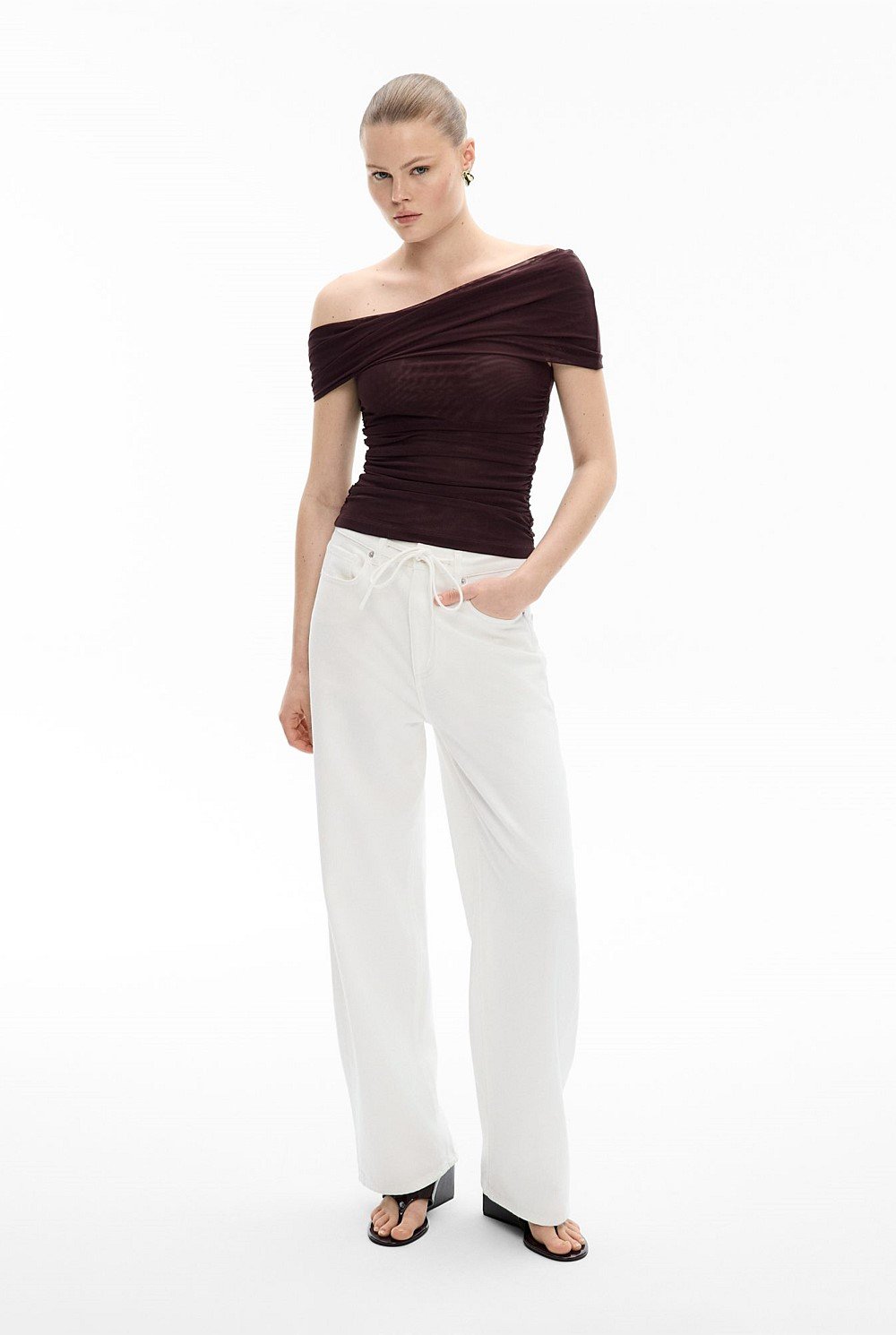 Off Shoulder Mesh Top