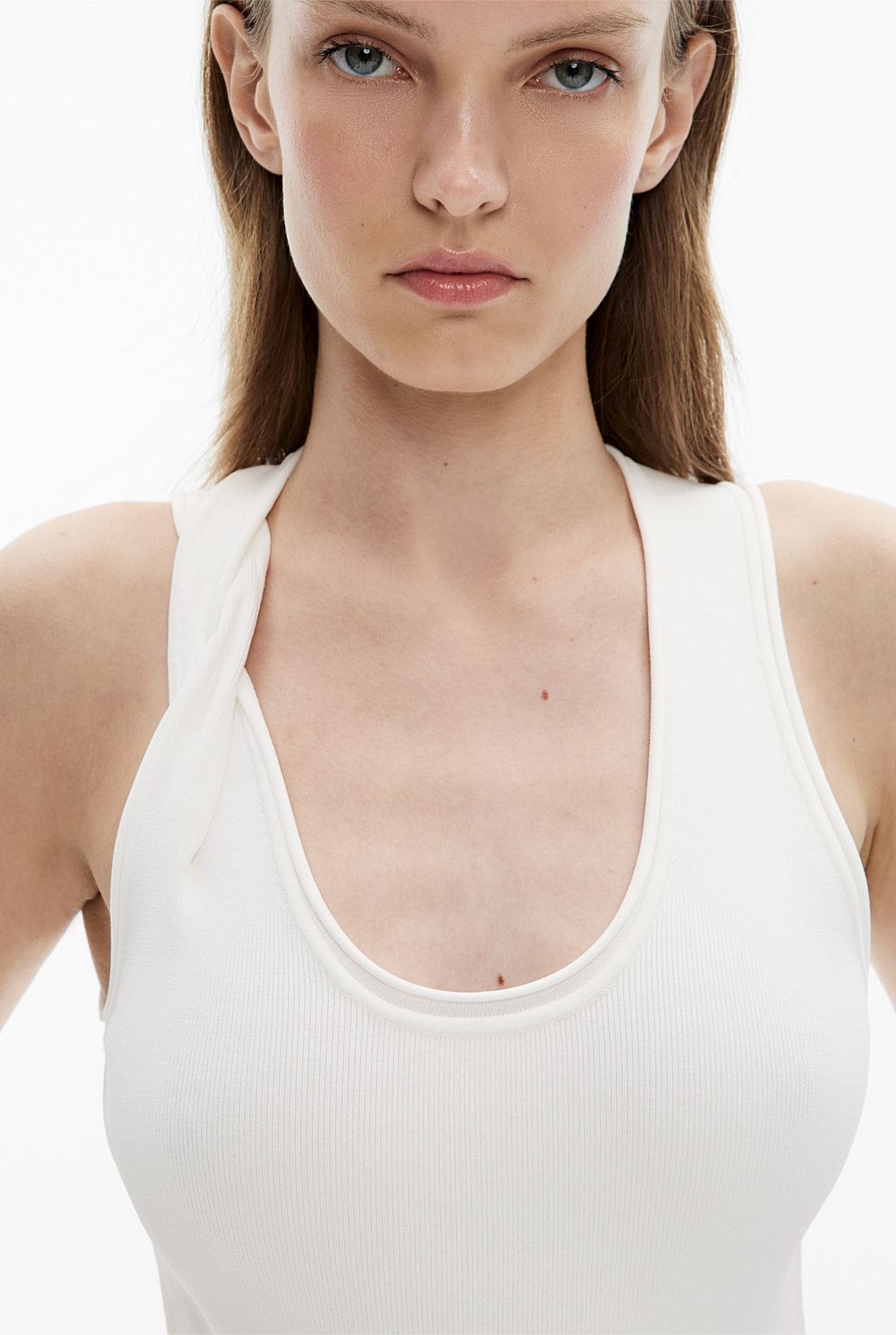 Twist Shoulder Knit Tank Top