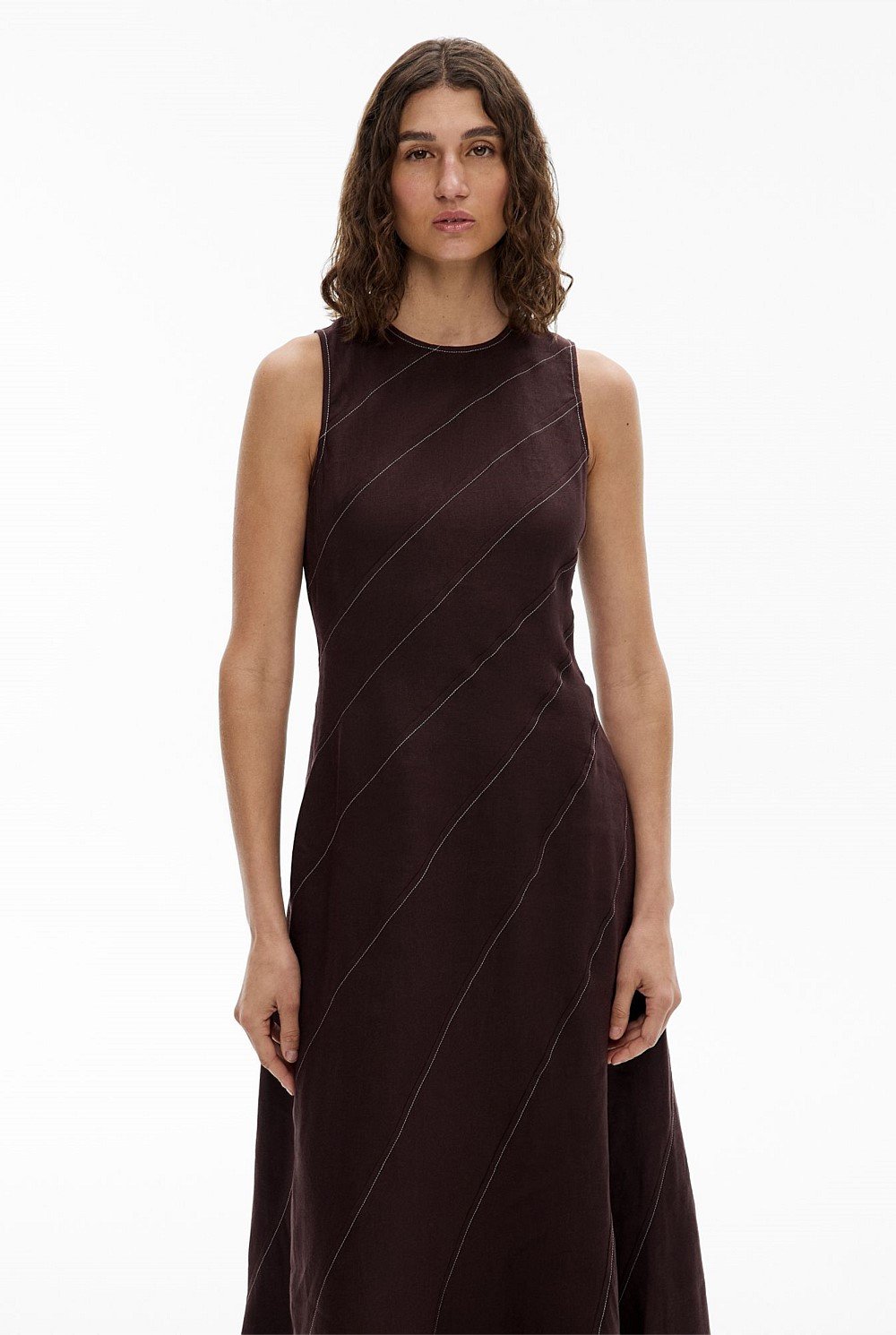 Asymmetric Seam Linen Dress