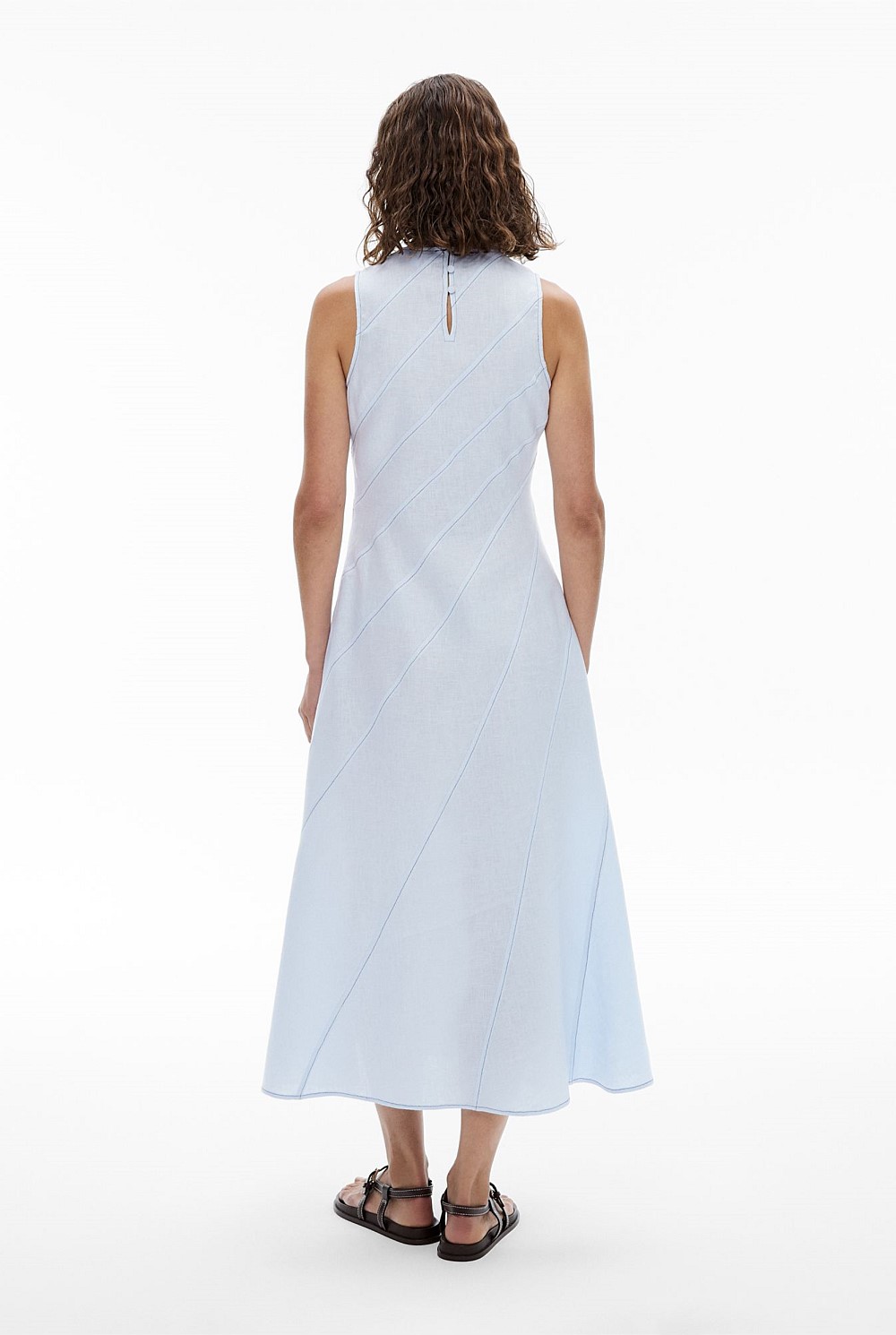 Asymmetric Seam Linen Dress