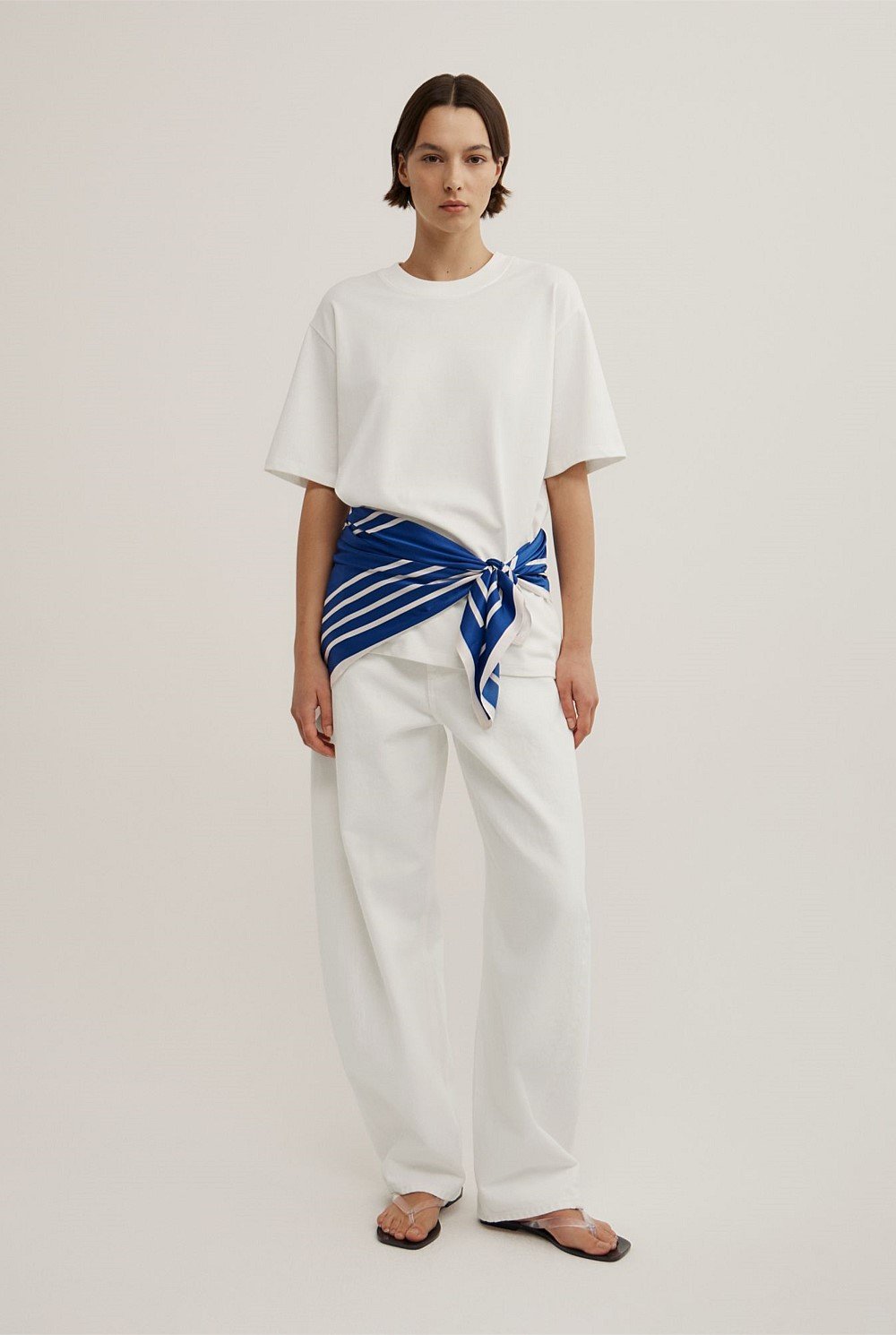 Linear Stripe Satin Scarf