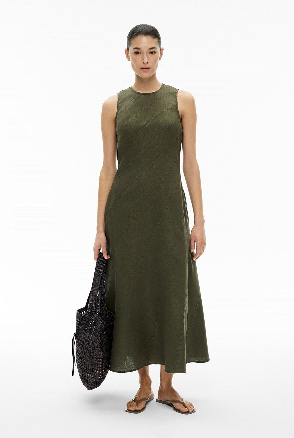 Asymmetric Seam Linen Dress