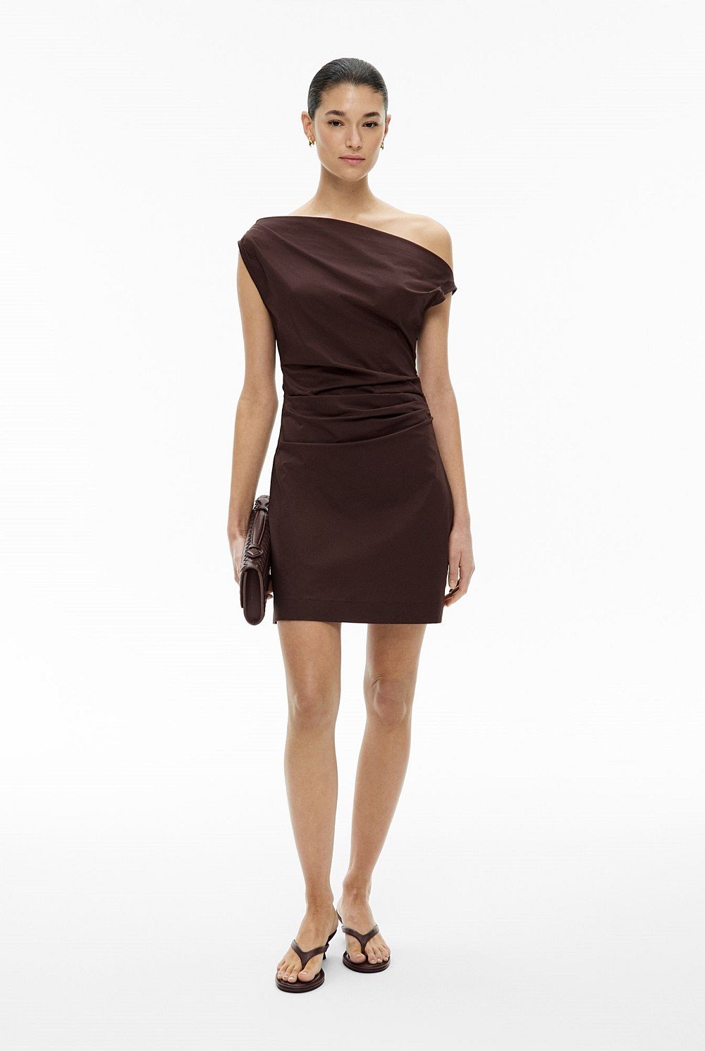 Asymmetric Shoulder Mini Dress