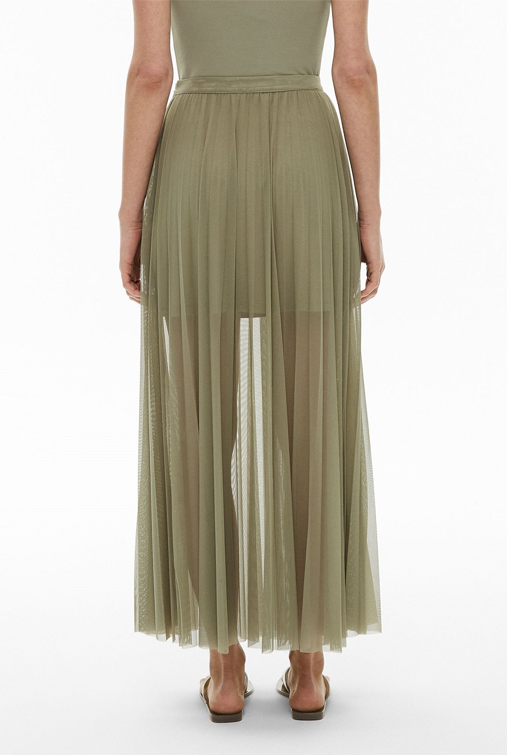 Pleated Mesh Skirt