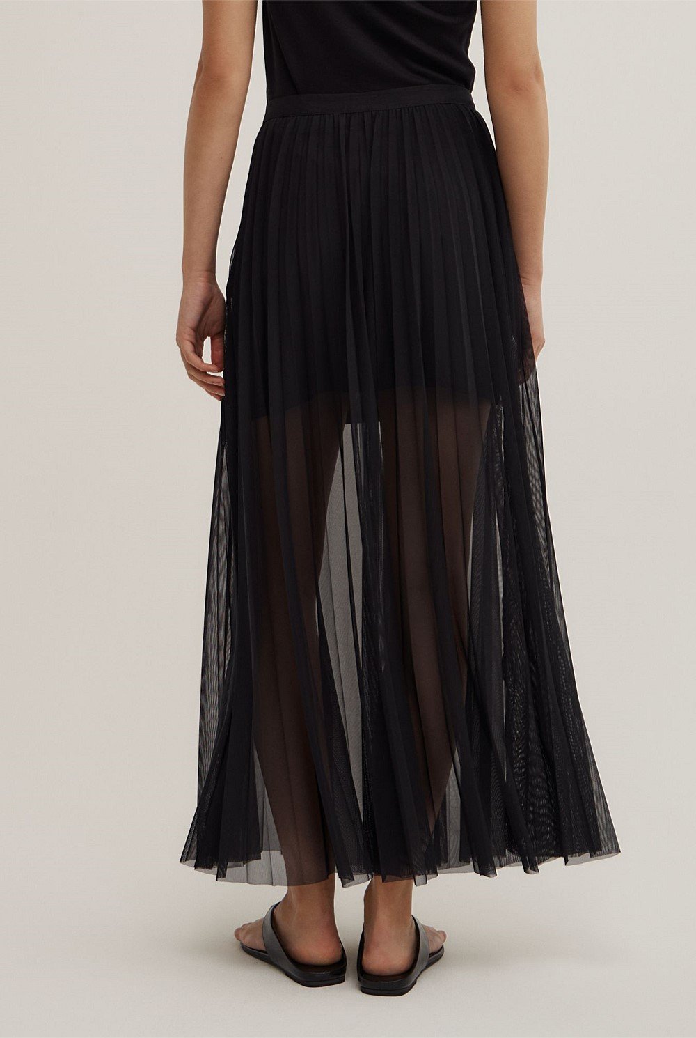 Pleated Mesh Skirt