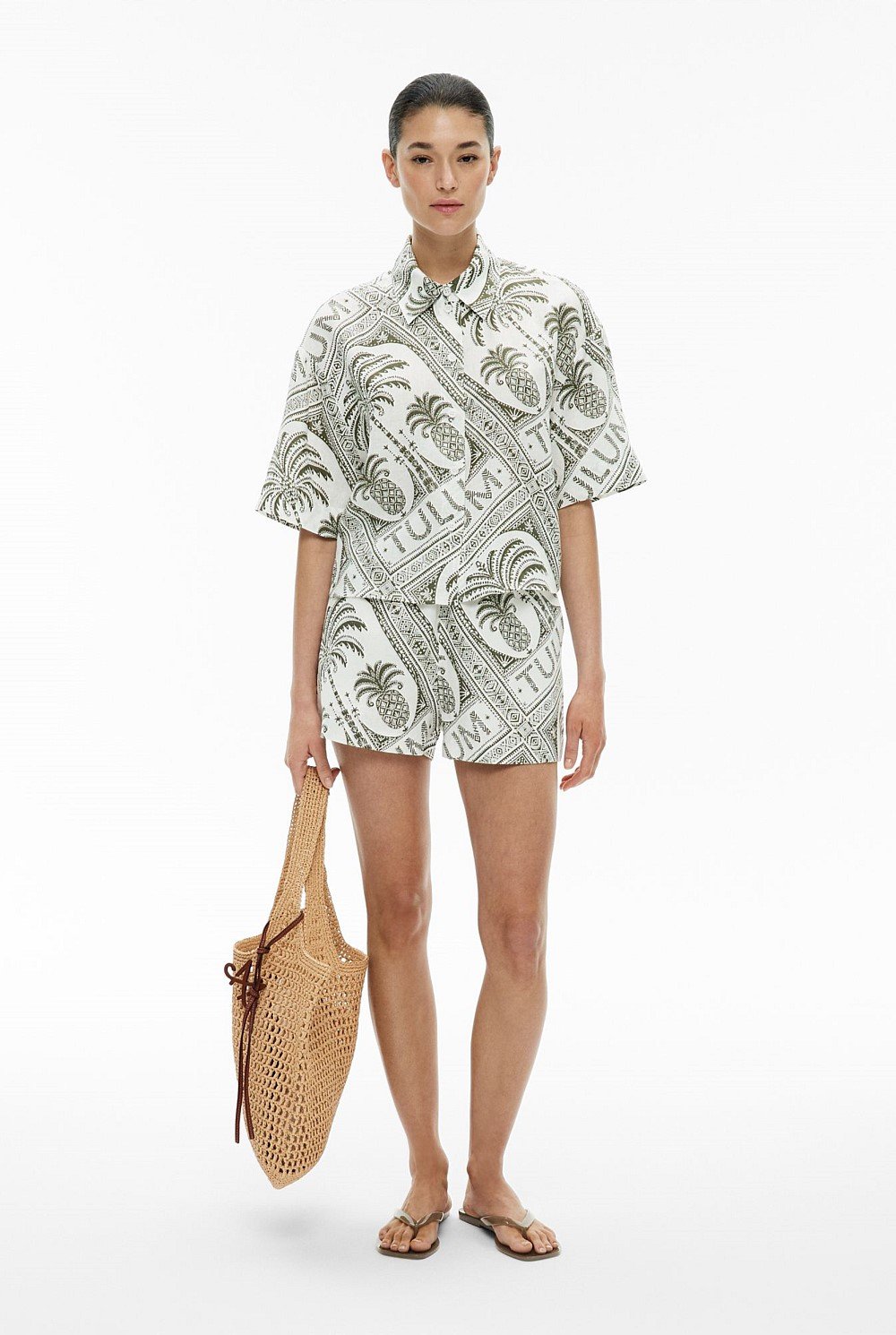 Short Sleeve Printed Linen Shirt