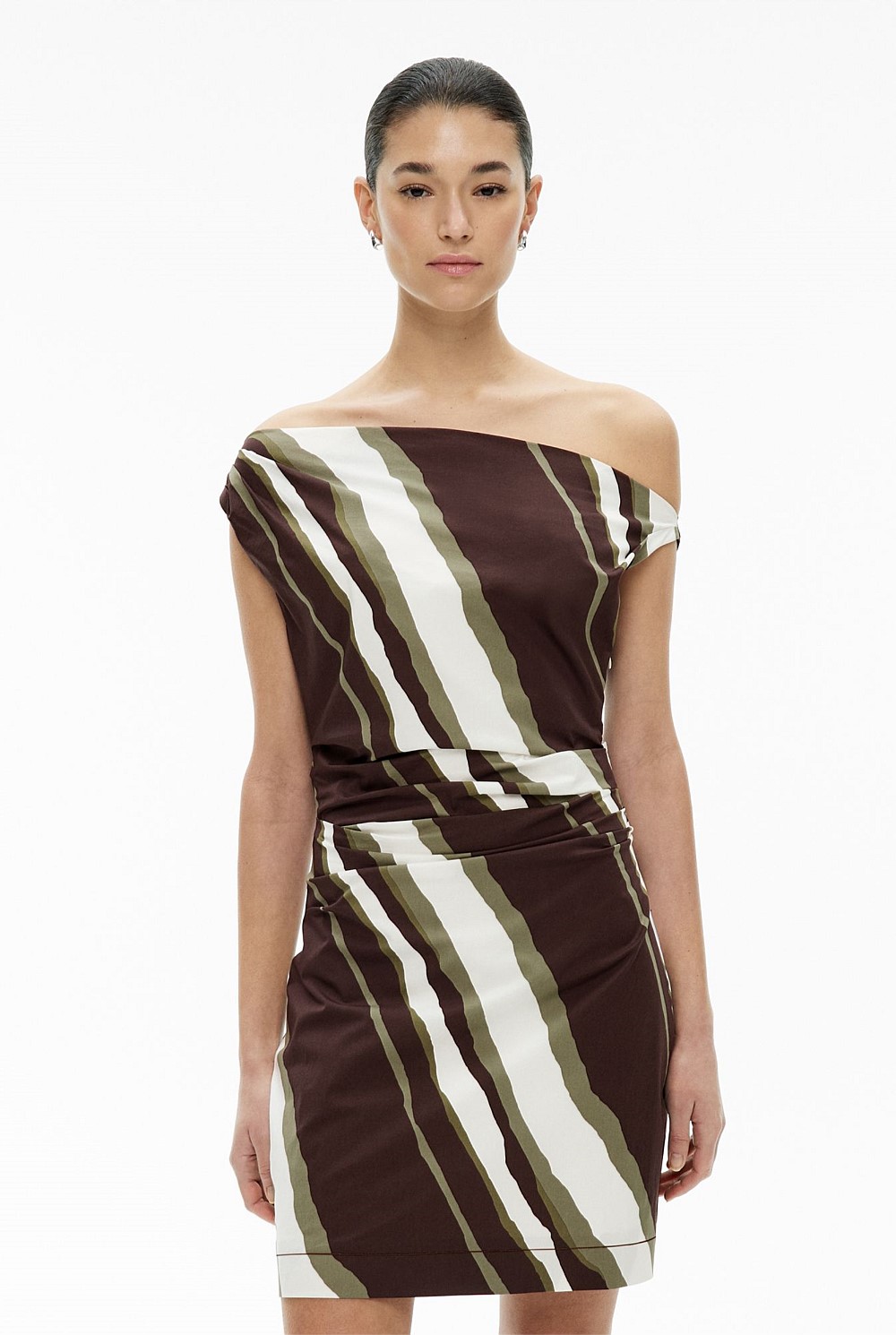 Asymmetric Shoulder Mini Dress