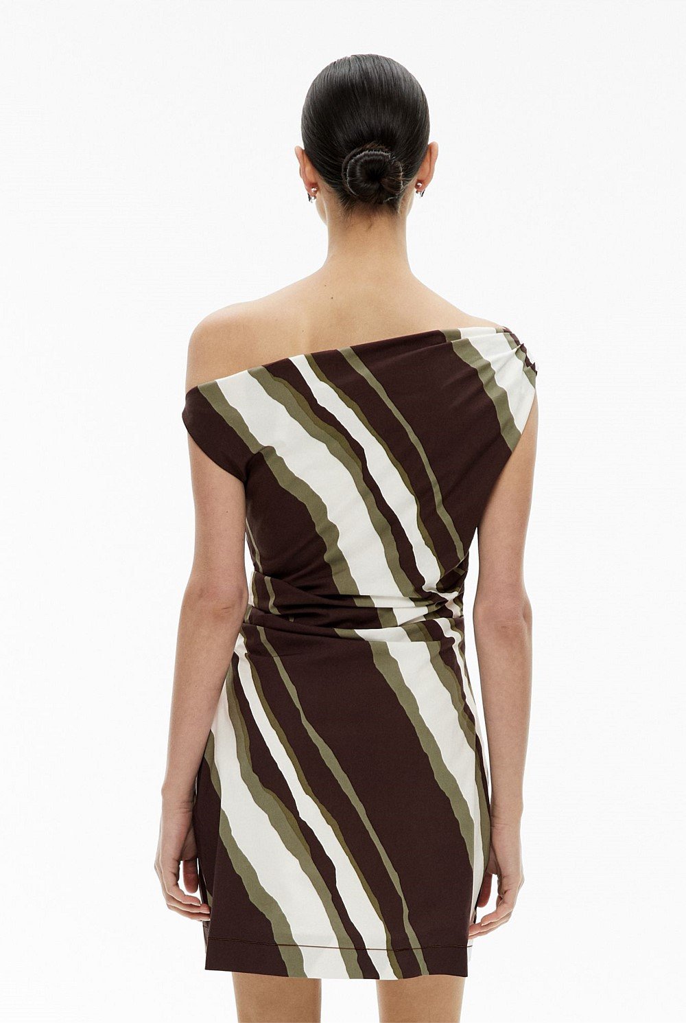 Asymmetric Shoulder Mini Dress