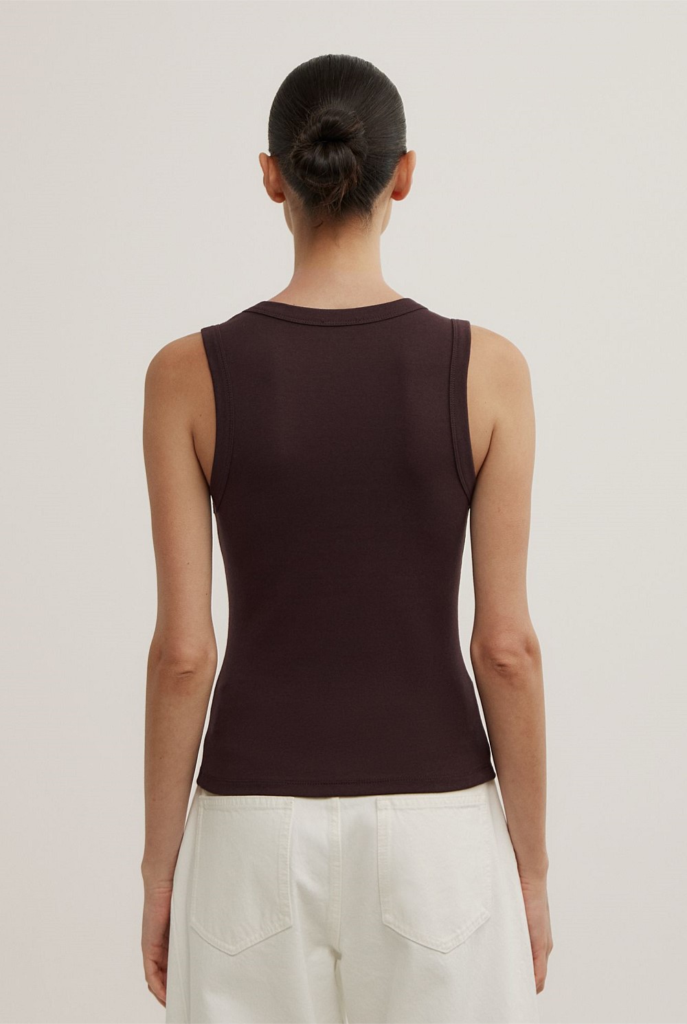 Fine Rib V-Neck Tank Top