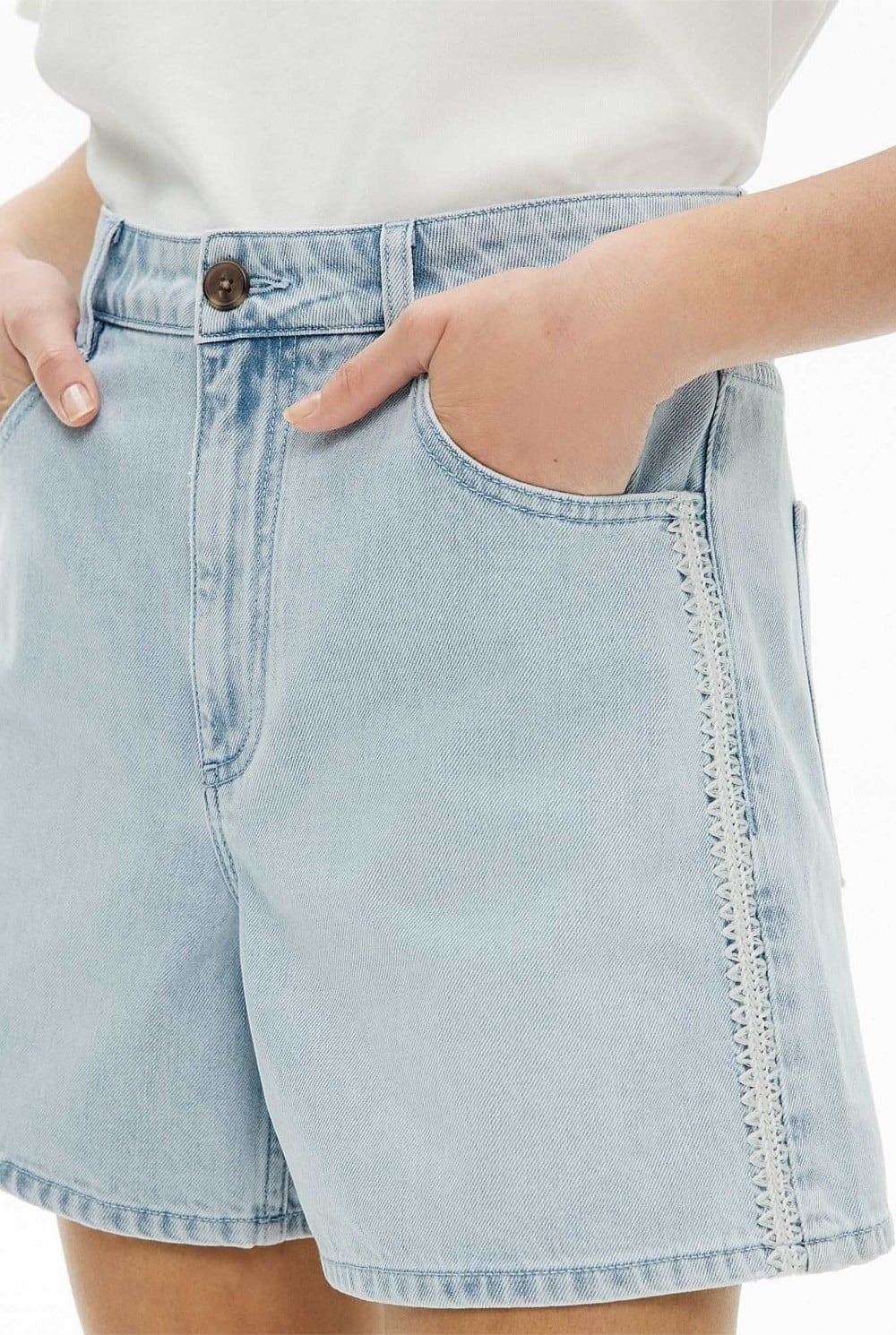 Stitch Denim Shorts