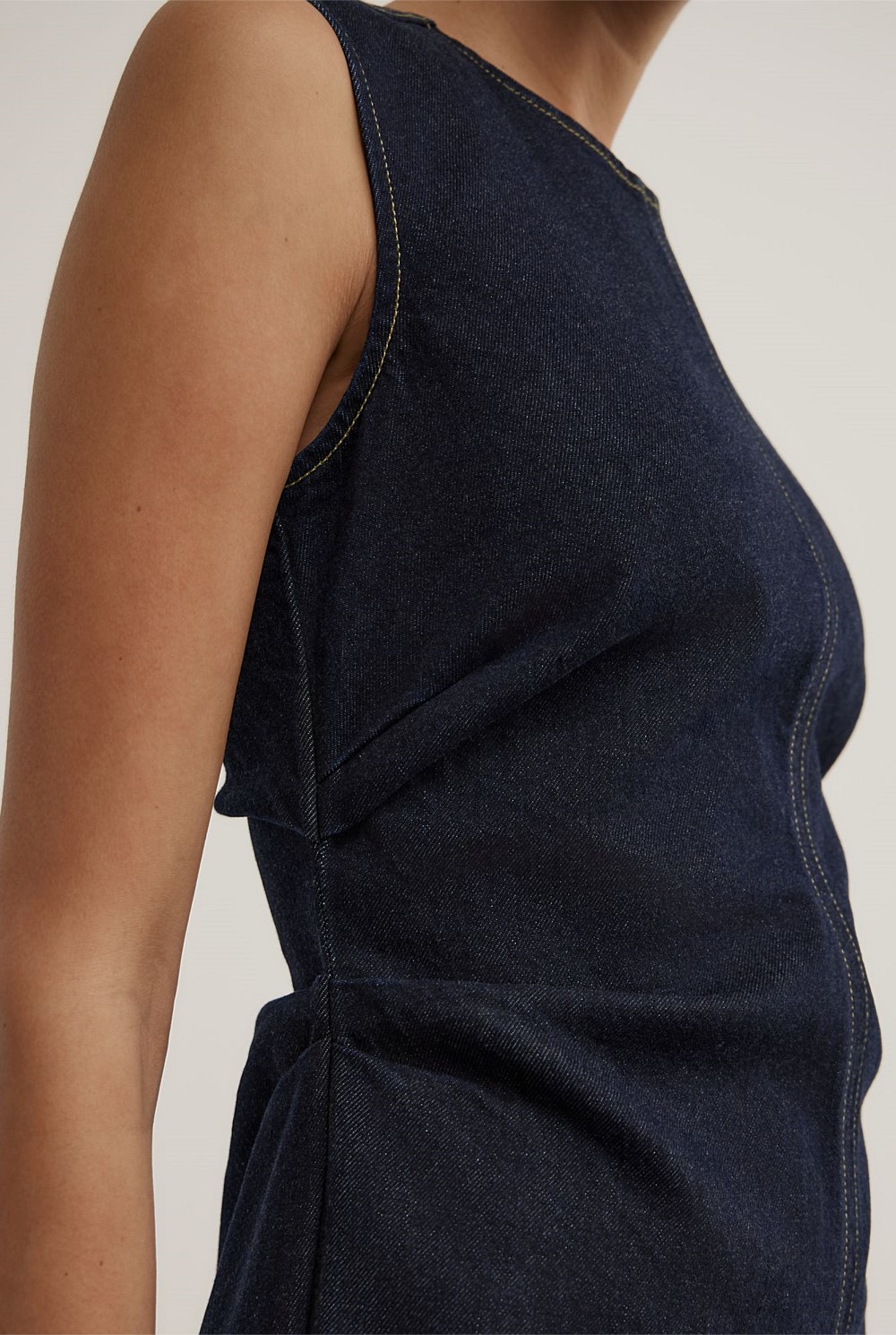 Tuck Detail Denim Dress