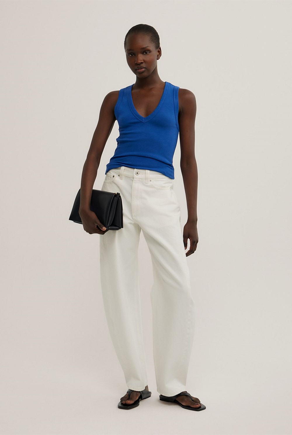 Fine Rib V-Neck Tank Top