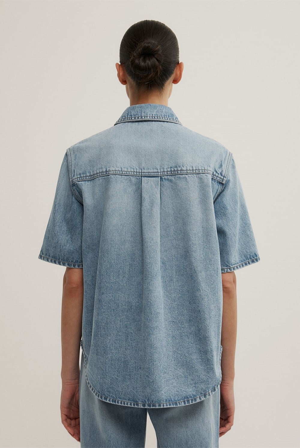 Short Sleeve Denim Snap Shirt