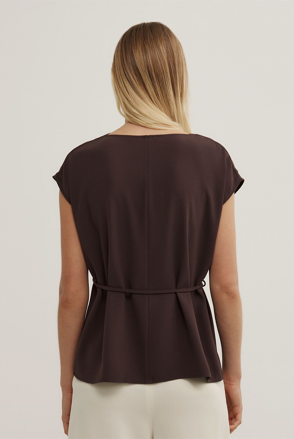 Cowl Tie Belt Top