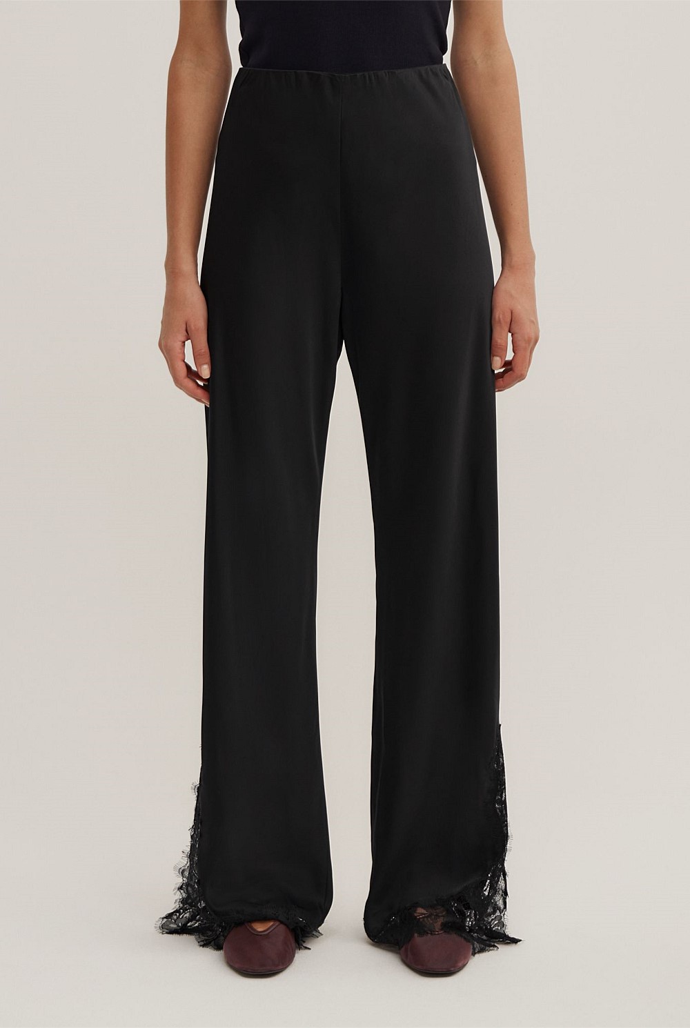 Lace Trim Bias Pants