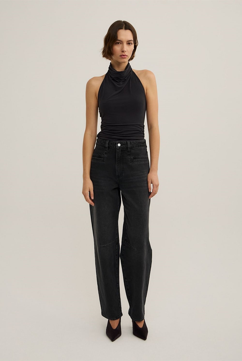 High Neck Cowl Top
