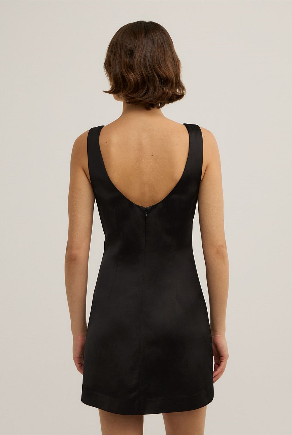 Scoop Neck Satin Mini Dress
