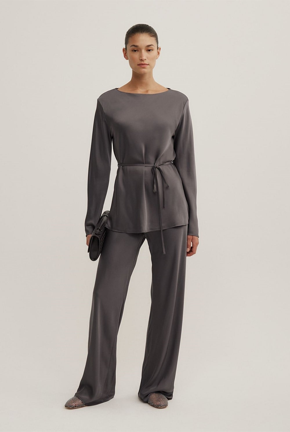 Satin Boat Neck Top