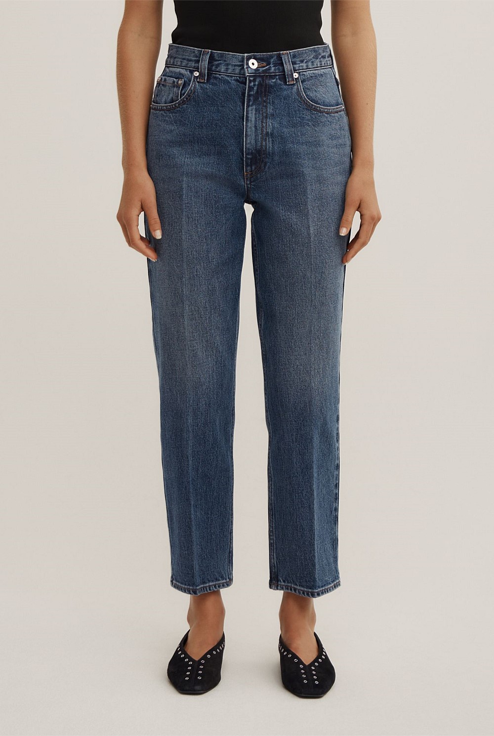 Crease Front Crop Jeans
