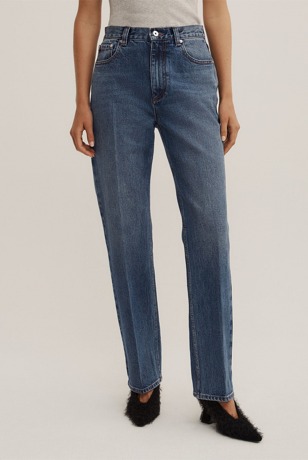 Crease Front Straight Jeans