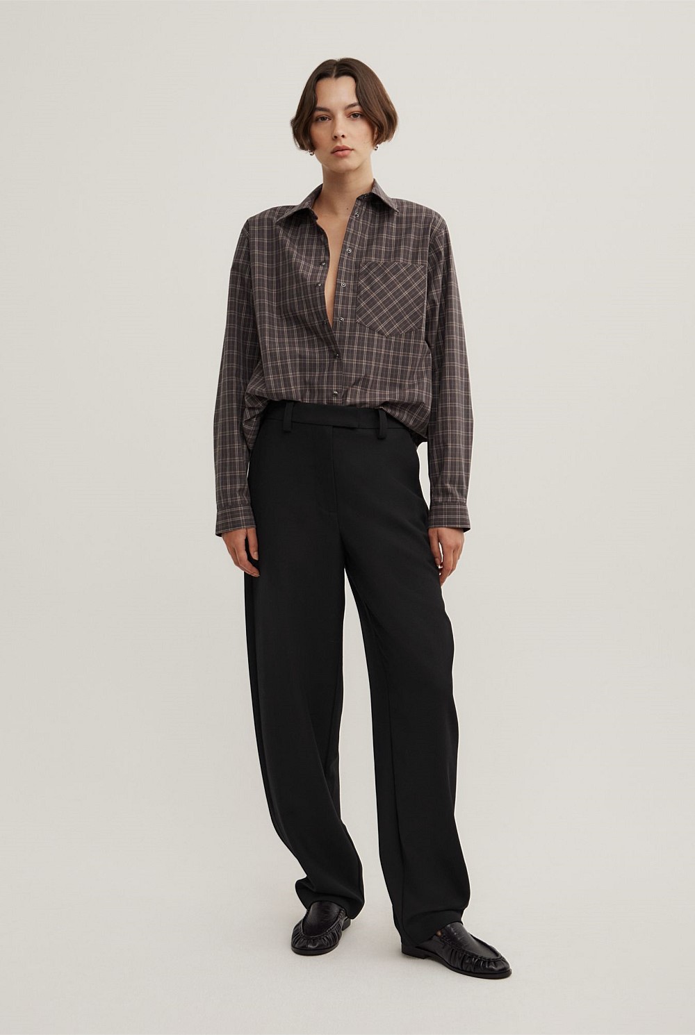Check Shoulder Pad Shirt