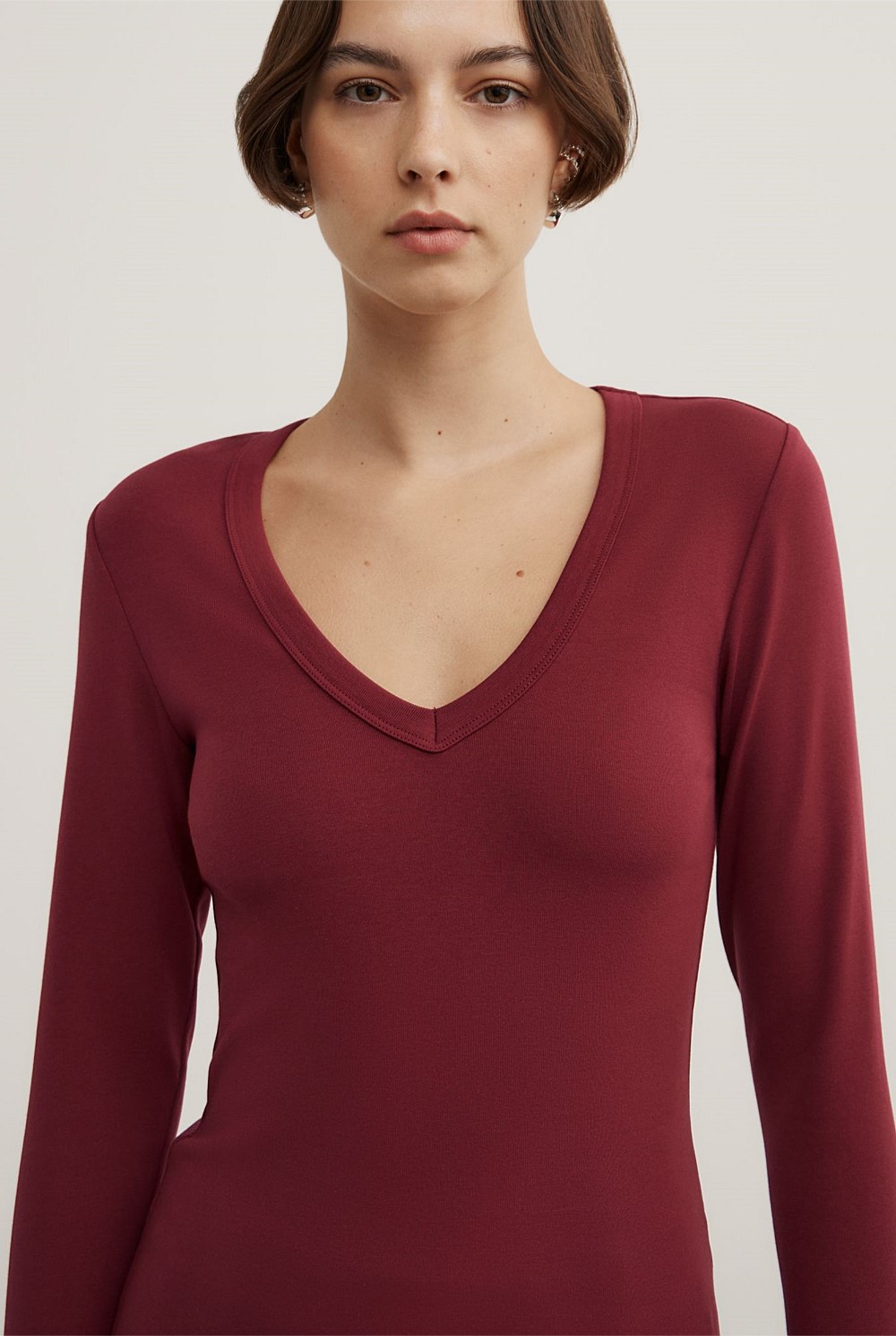 V-Neck Long Sleeve Top