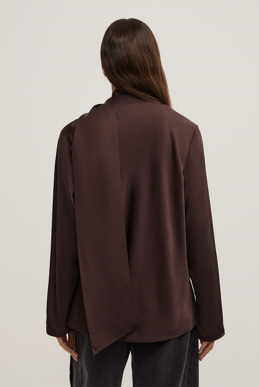 Long Sleeve V-Neck Scarf Top